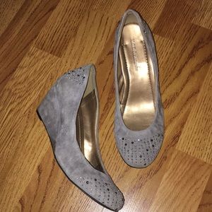 BCBG wedges shoes suede grey with crystals